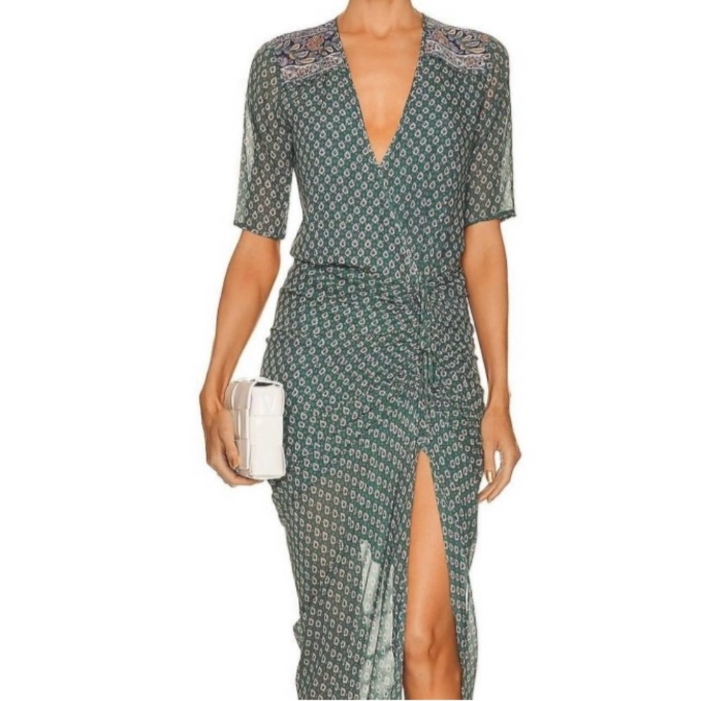 NWOT Veronica Beard Silk Ruched Mariposa Dress